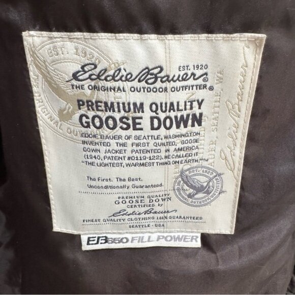 Eddie Bauer Seattle Brown Long Down Parka Coat Puffer Hood Women's Small - Picture 11 of 15